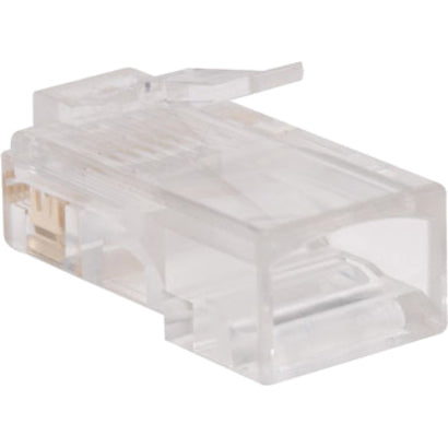 Side view of RJ45 connector highlighting transparent housing and internal wire channels-alternate-image2