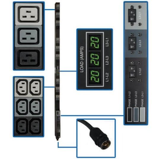 Tripp Lite PDU3MV6H50 Metered PDU, 12.6 kW, 45 Outlets, 208V, 6 ft Input Connection