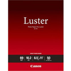 Canon Photo Paper Pro Luster package front view showing product specifications and branding on red gradient background-alternate-image1