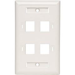 Tripp Lite White 4-Port Keystone Wall Mount Faceplate, Cat6/6a Compatible, RoHS Certified, TAA Compliant, In-Line Couplers - N042-001-04-WH (Lifetime Warranty)