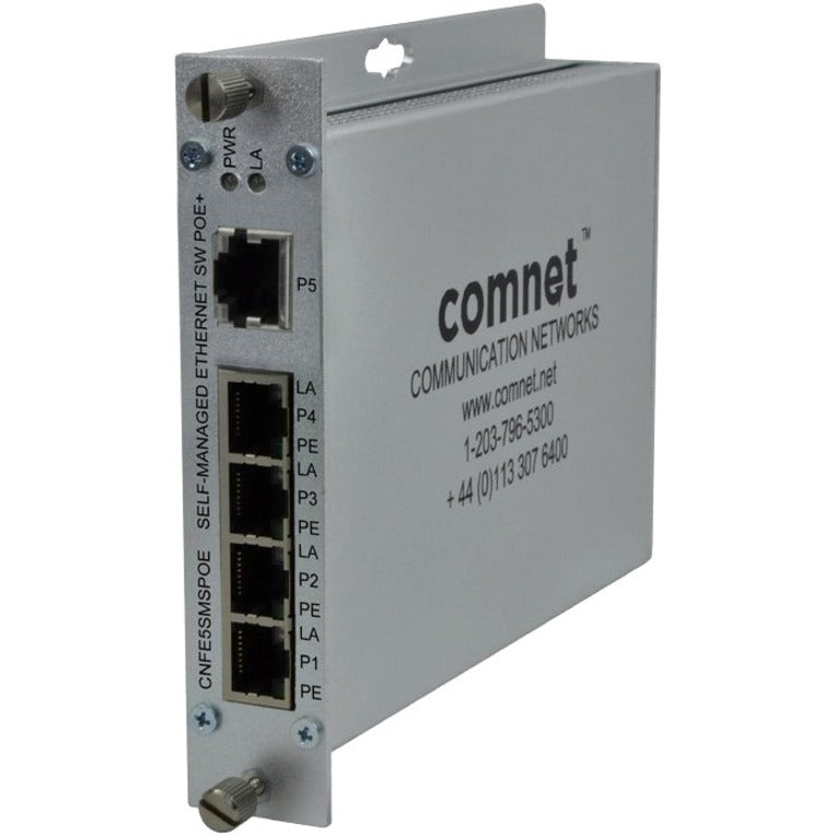 ComNet CNFE5SMSPOE Ethernet Switch, 5-Port Fast Ethernet Network, PoE+, United States, Lifetime Warranty