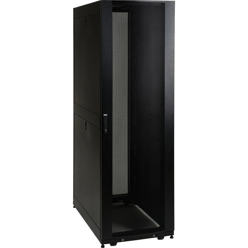 Side angle view of the SR45UBMD rack cabinet showing structural design