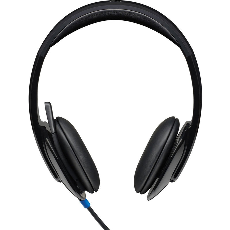 Front view of Logitech H540 USB headset showing over-ear design and cushioned headband