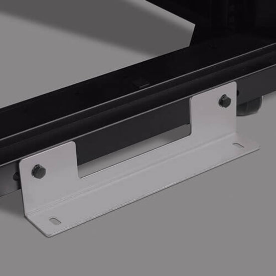 Close-up of stabilizing bracket mounting system