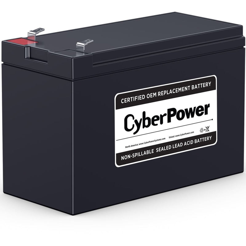 CyberPower RB1280 battery shown from a front three-quarter view highlighting its professional design