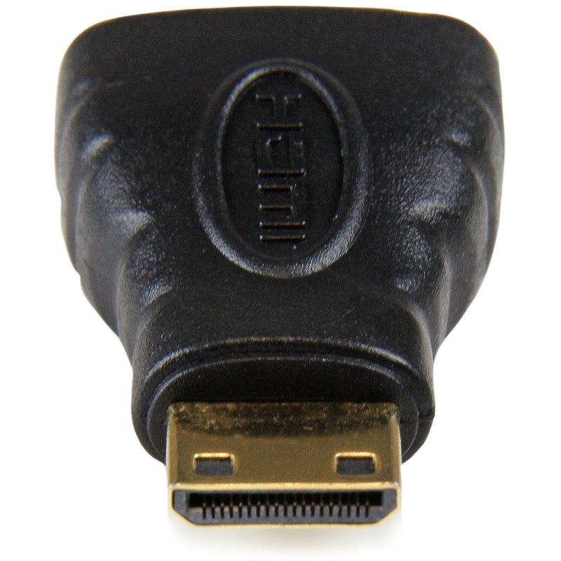 Close-up view of Mini HDMI male connector with gold-plated pins and black housing