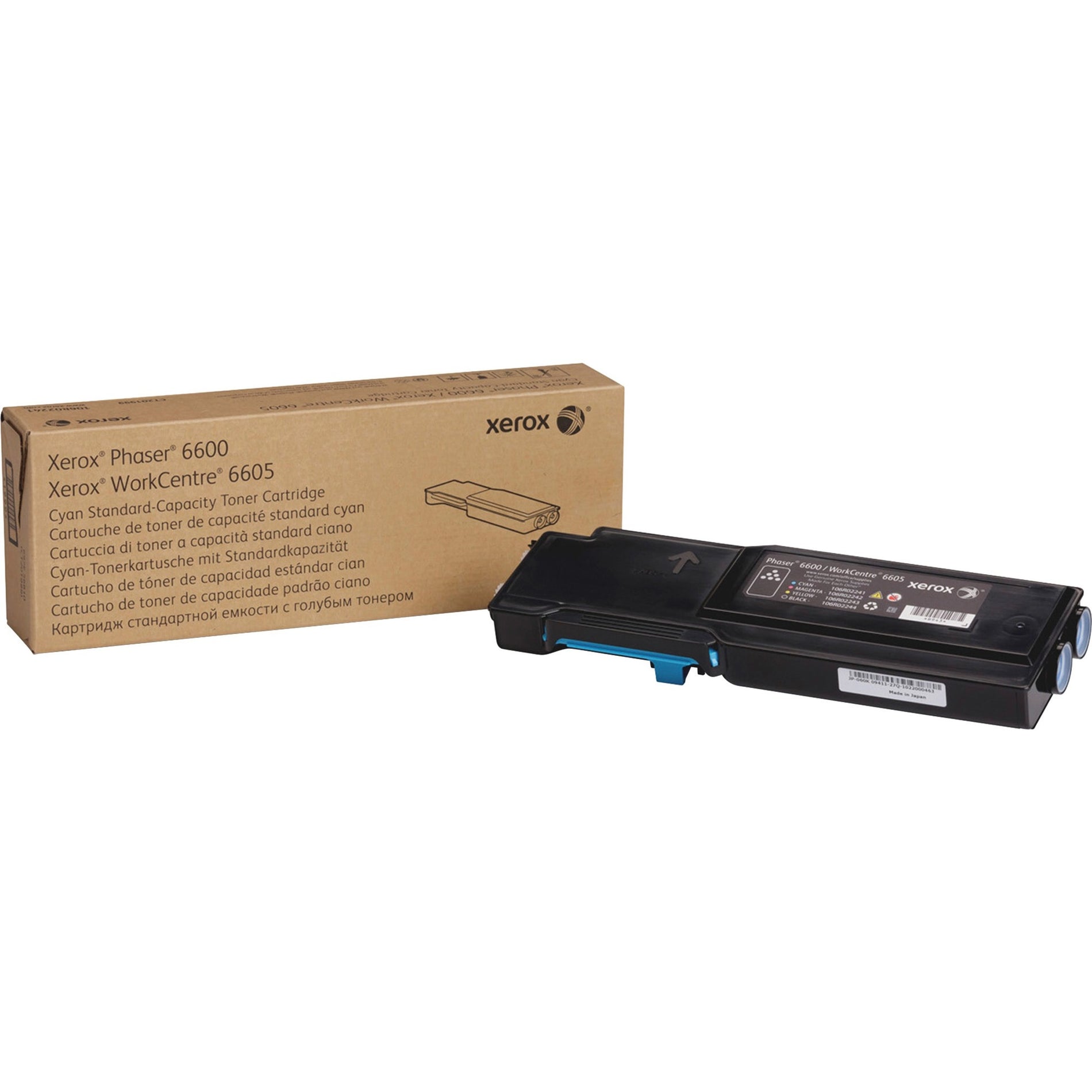 Xerox 106R02241 Phaser 6600/WorkCentre 6605 Standard Toner Cartridge, Cyan, 2,000 Page Yield