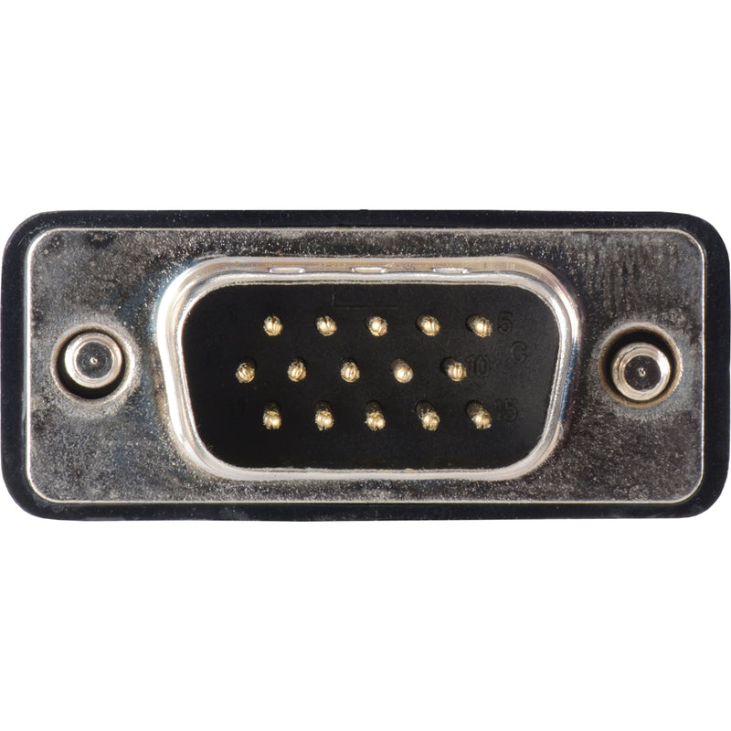 Detailed view of VGA connector face showing 15-pin configuration and mounting screws