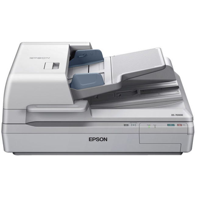 Front view of Epson WorkForce DS-70000 document scanner showing ADF and flatbed scanner configuration-alternate-image1