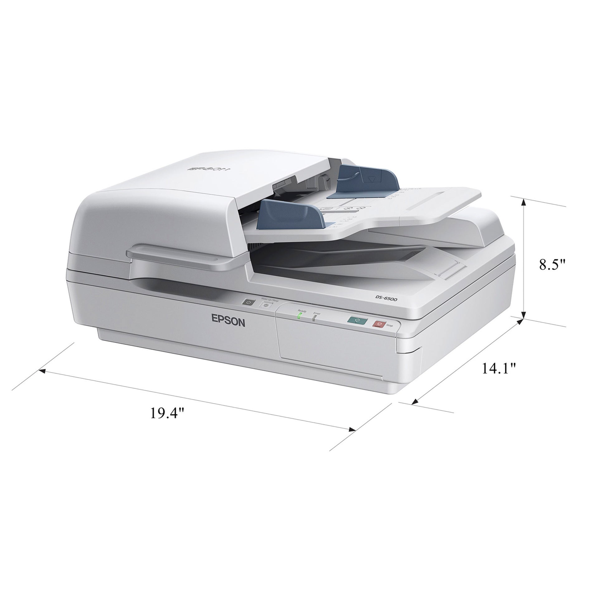 Epson B11B205221 WorkForce DS-6500 Document Scanner, 100 Sheet Auto, White