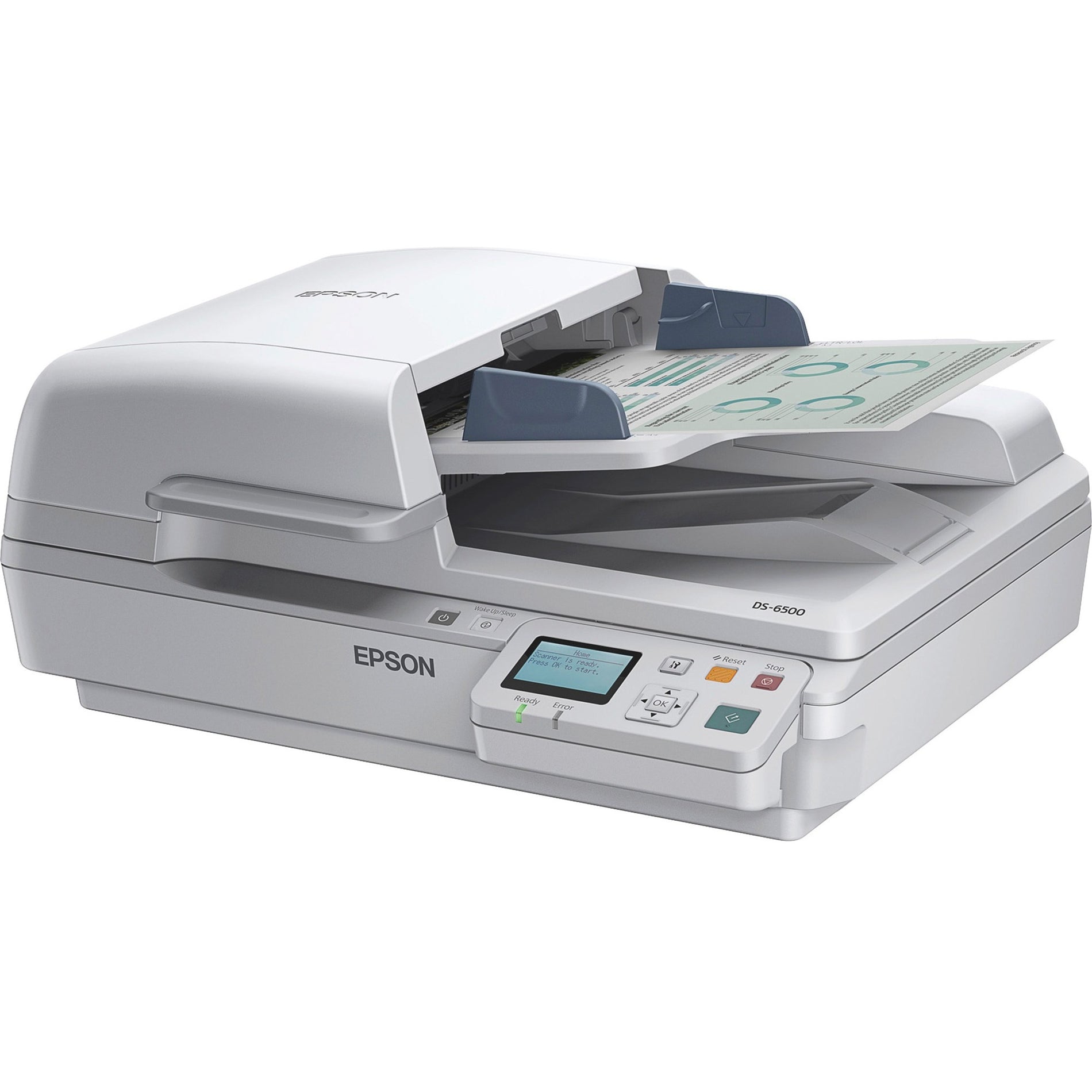 Epson B11B205221 WorkForce DS-6500 Document Scanner, 100 Sheet Auto, White