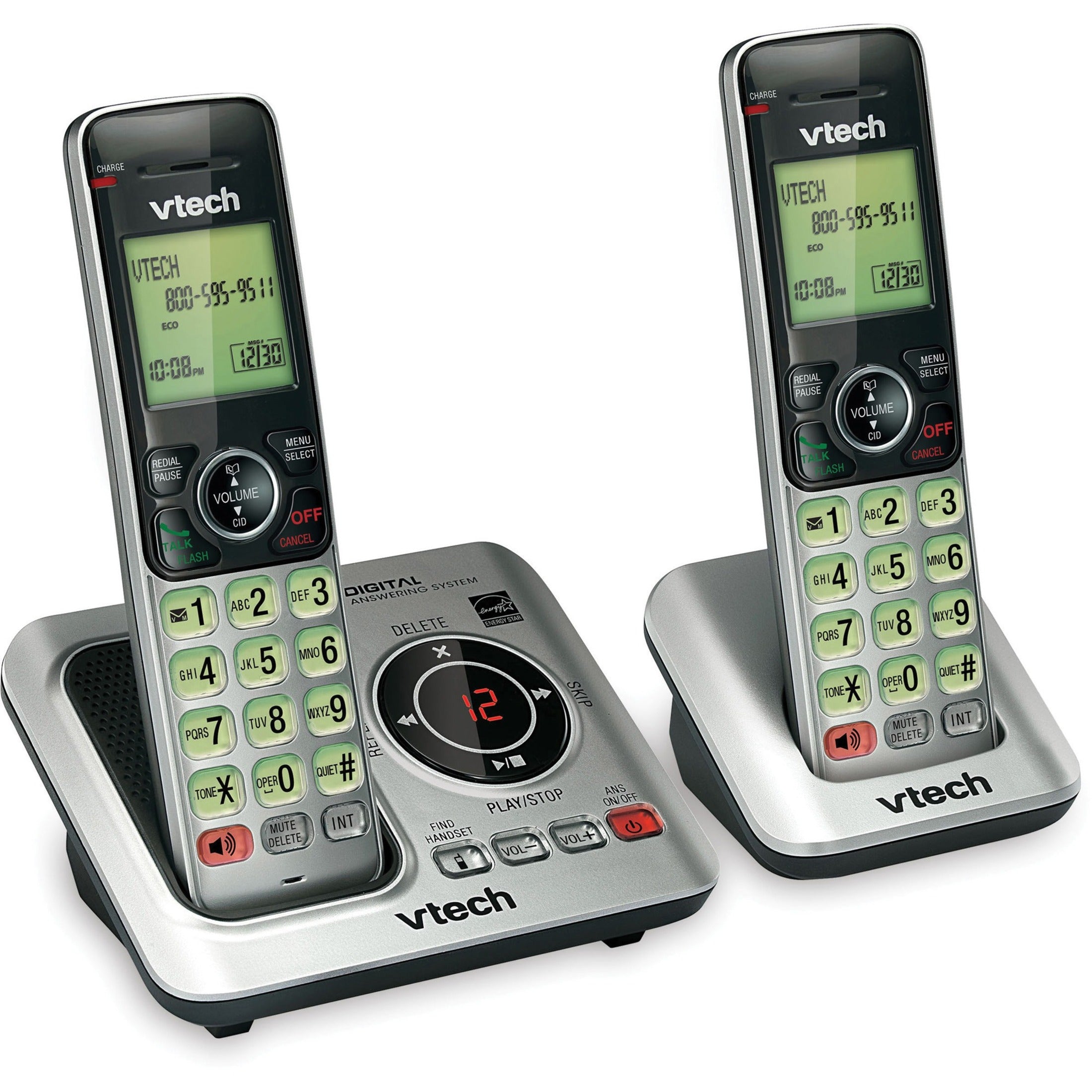 VTech CS6629-2 DECT 6.0 Cordless Phone 2 Handset Answering System with Caller ID/Call Waiting, Expandable, Silent Mode