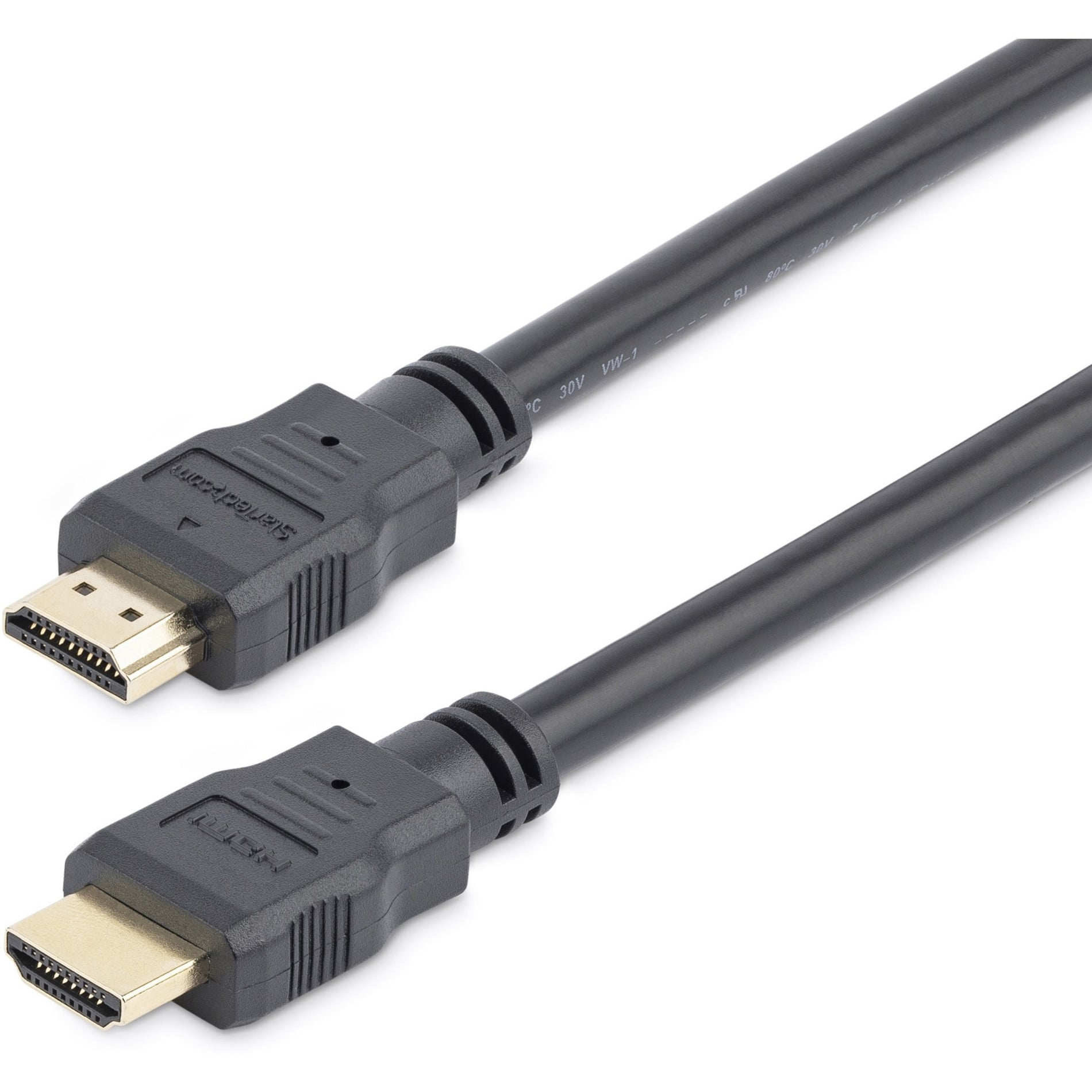 StarTech.com HDMM1M 1m ハイスピード HDMI ケーブル - Ultra HD 4k x 2k HDMI ケーブル、成形済み、耐腐食性、ストレインリリーフ、銅導体、シールド、3.28 フィート、金メッキコネクタ、28 AWG、3840 x 2160 サポートされる解像度、黒色