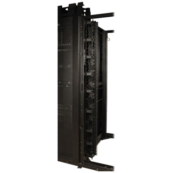 Close-up of vertical cable management system in SR42UBWDVRT rack cabinet-alternate-image2