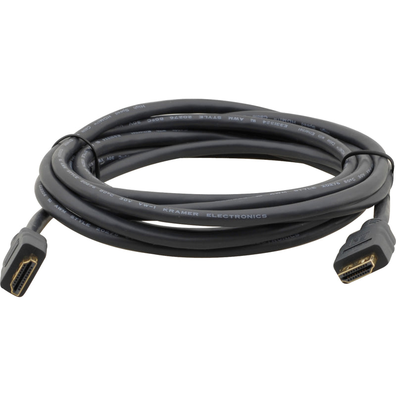 Kramer C-MHM/MHM-3 flexible high-speed HDMI cable with black molded connectors and Ethernet support, 2.95 feet in length