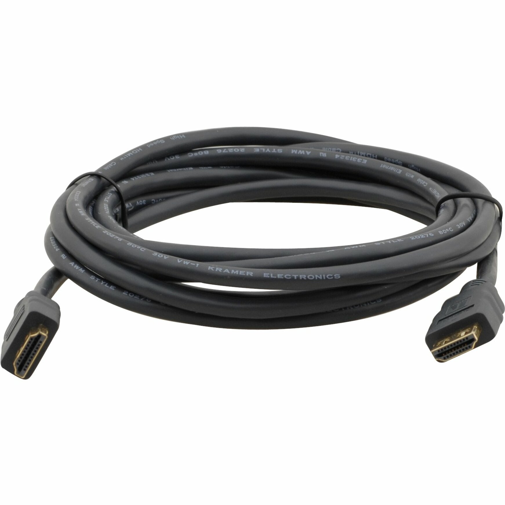 Câble HDMI haute vitesse flexible Kramer C-MHM/MHM-15 avec Ethernet 15 ft - Conducteur en cuivre moulé