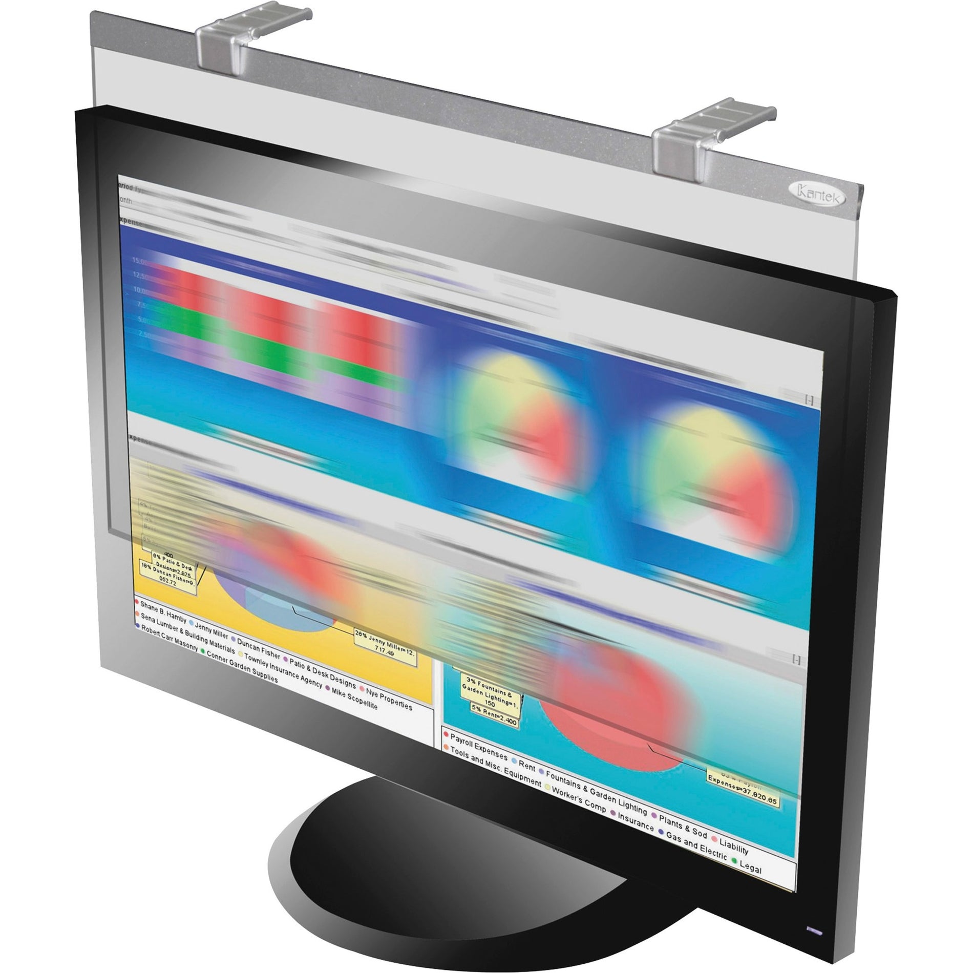 Kantek LCD24WSV LCD Privacy/antiglare Wide Screen Filter, Silver - Anti-reflective, Scratch Resistant