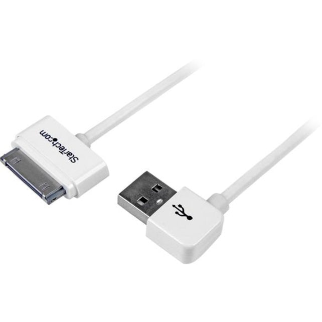 StarTech.com USB2ADC1MUL Sync/Charging USB/Poprietary Data Transfer Cable, MFI Certified, Left-Angled Connector, 3.28 ft, White