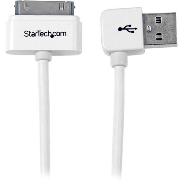 StarTech.com USB2ADC1MUL Sync/Charging USB/Poprietary Data Transfer Cable, MFI Certified, Left-Angled Connector, 3.28 ft, White