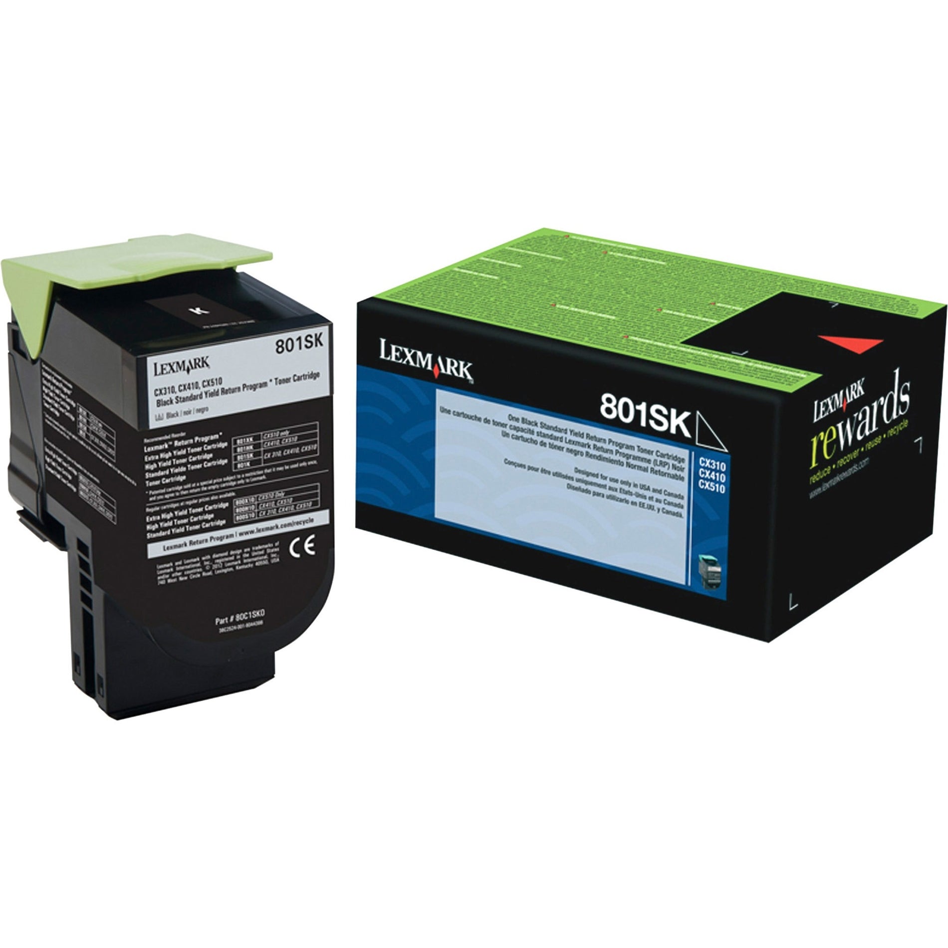 Lexmark 80C1SK0 801SK Cartouche de toner Rendement de 2500 pages Noir