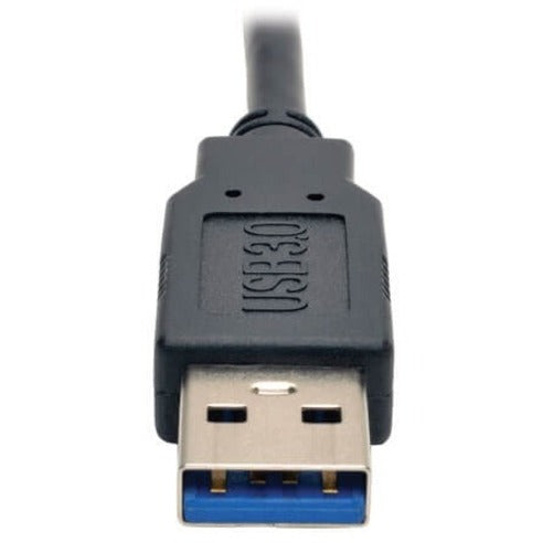 Detailed view of USB 3.0 connector on Tripp Lite adapter