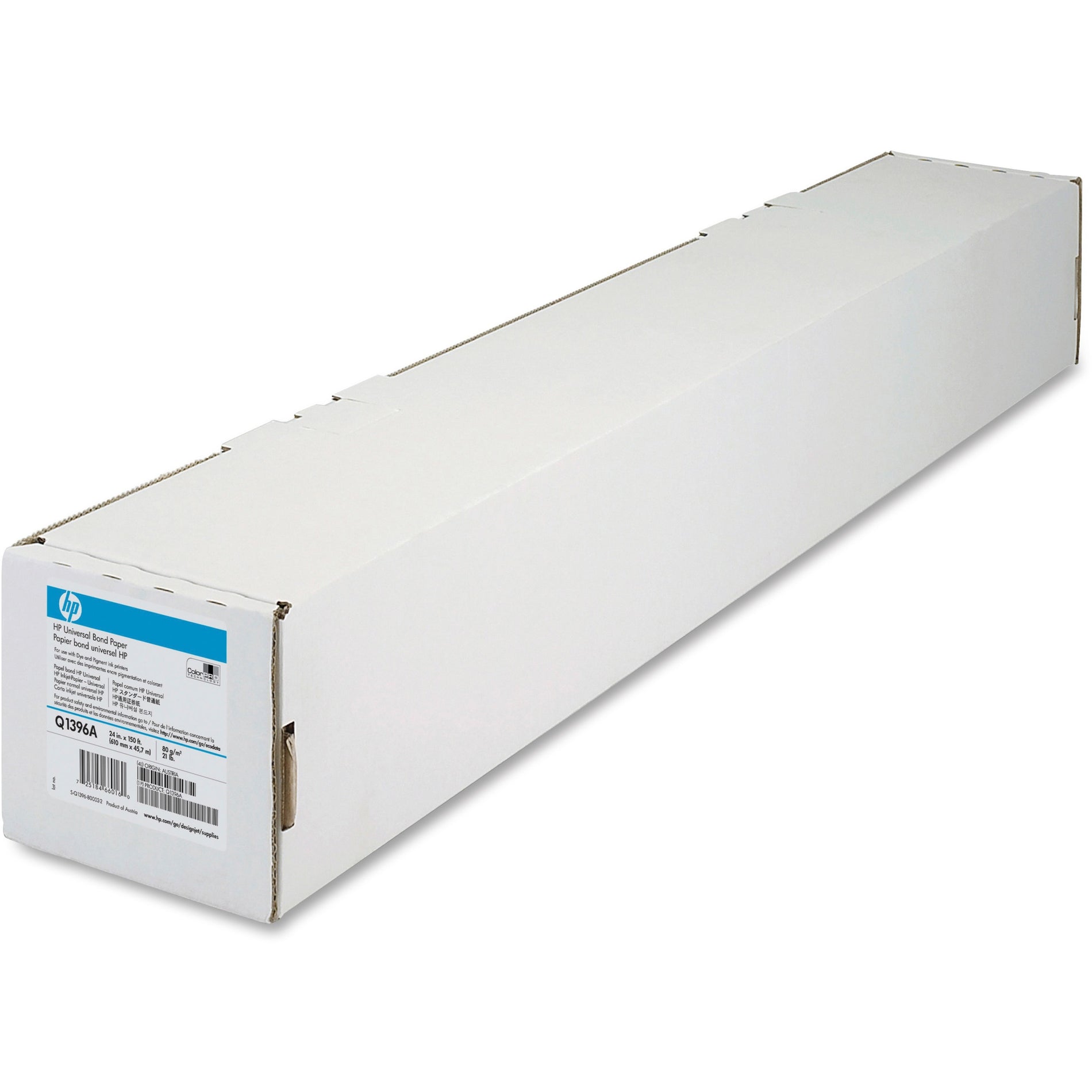 HP Q1396A Universal Bond Paper, 24" x 150 ft, 21 lb, Matte Finish