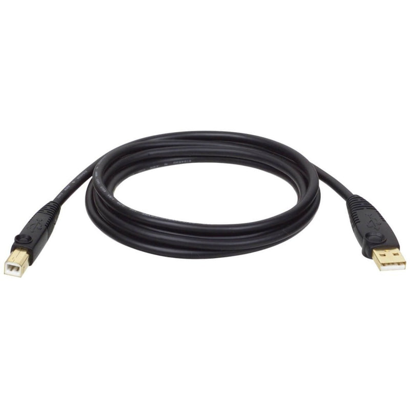 Tripp Lite 10-foot black USB 2.0 cable with gold-plated Type-A and Type-B connectors