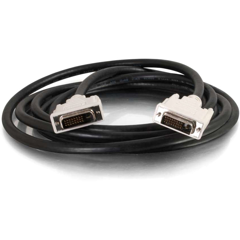 Full length view of 16.4ft DVI-D cable showing both connectors and coiled black cable