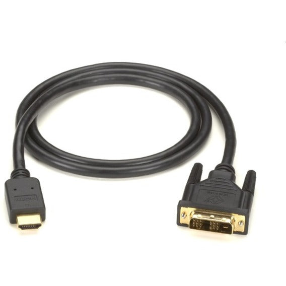 Black Box HDMI to DVI-D cable with gold-plated connectors showing both HDMI and DVI-D male ends connected by a black PVC-jacketed cable