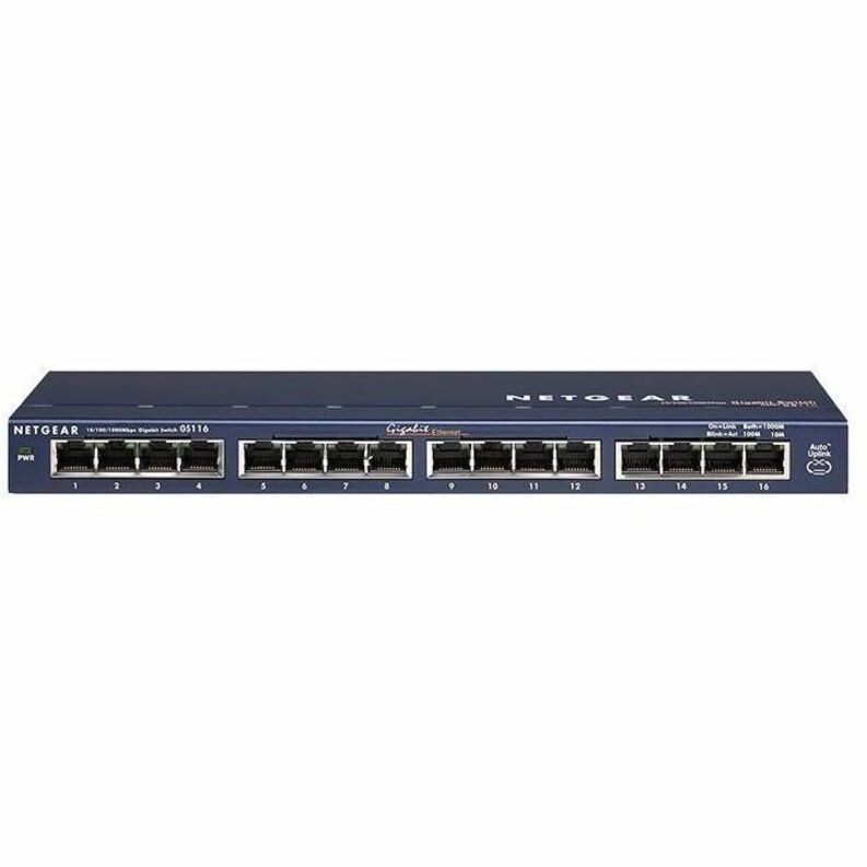 Netgear GS116NA ProSafe 16-port Gigabit Ethernet Switch, Lifetime Warranty, Plug-and-Play Installation