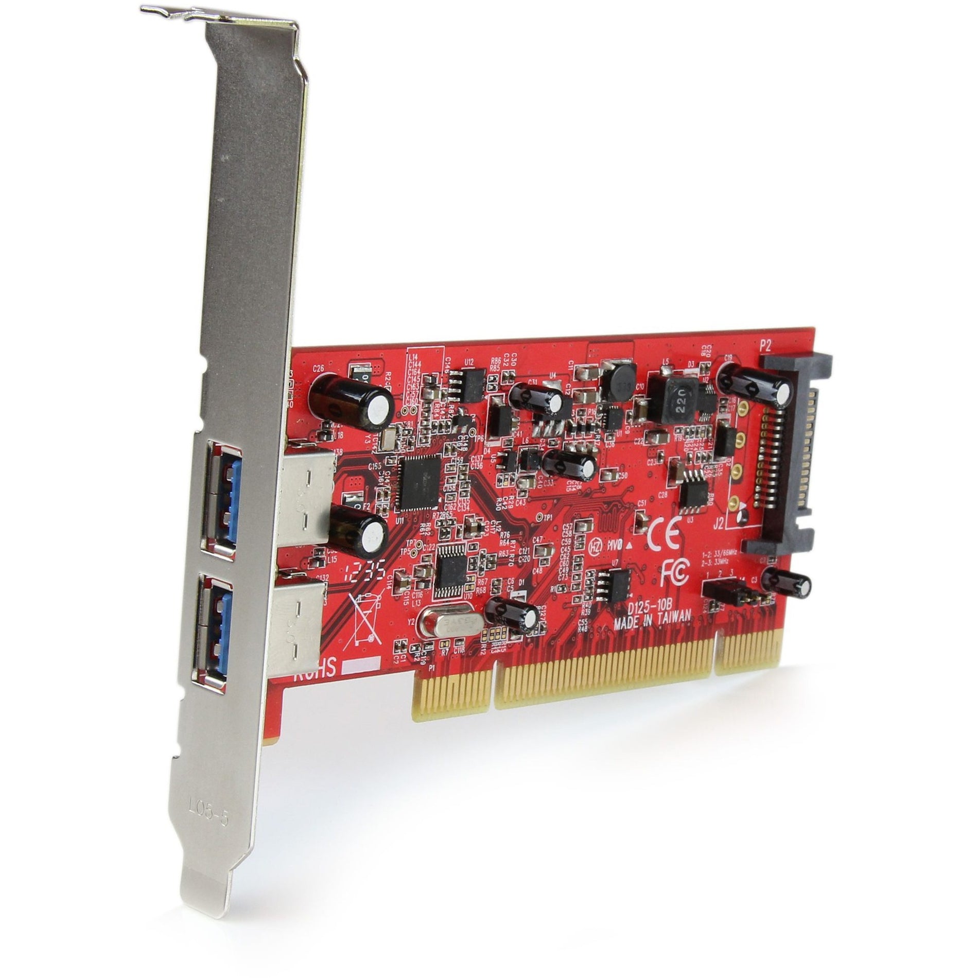 StarTech.com Carte adaptateur PCIUSB3S22 2 ports USB 3.0 SuperSpeed PCI avec alimentation SATA transfert de données haute vitesse et installation facile