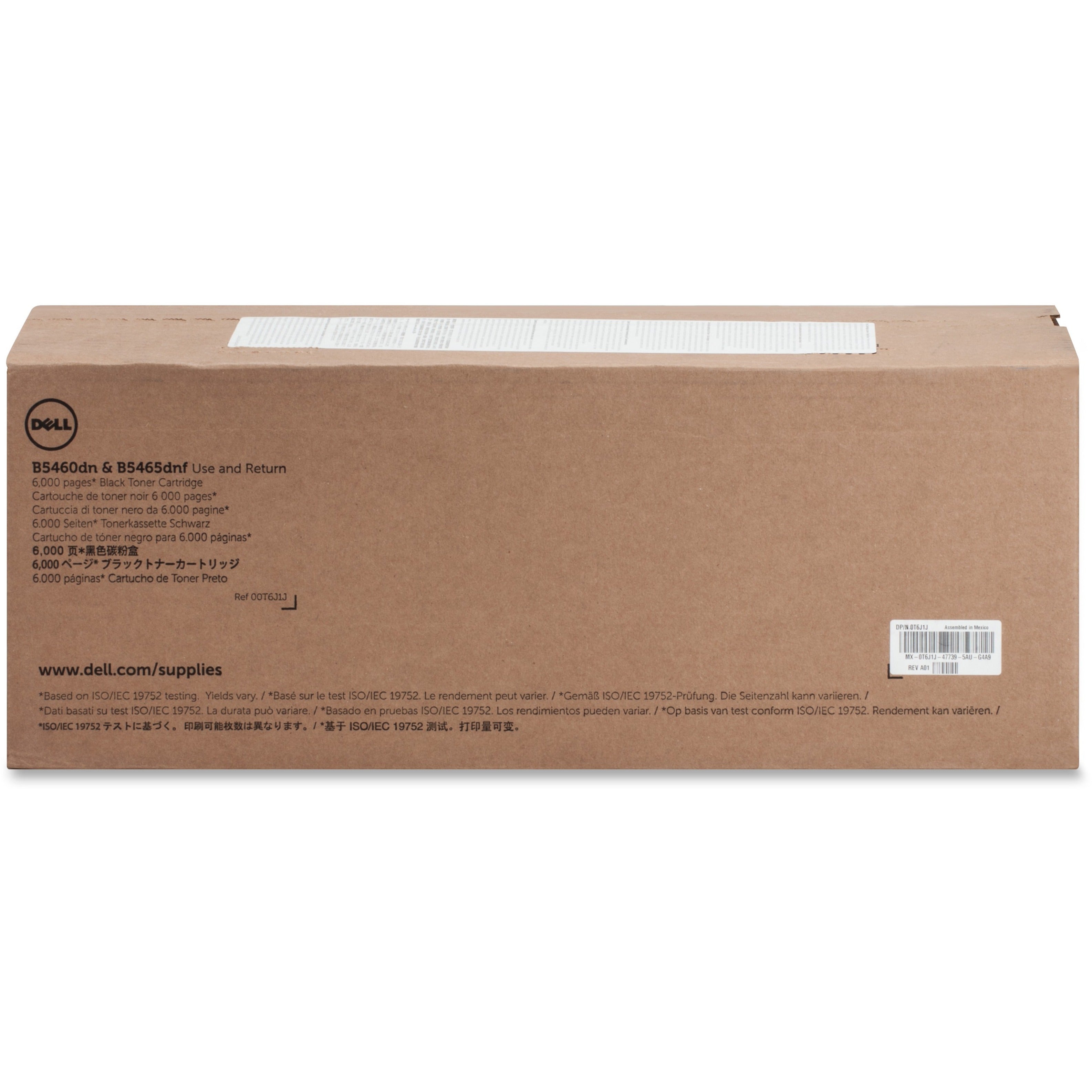 Dell B5460 Original Black Toner Cartridge T6J1J, 6000 Page Yield, Compatible with B5460DN B5465DNF Laser Printers, Delivers Sharp Text and Images (1 Year Warranty)