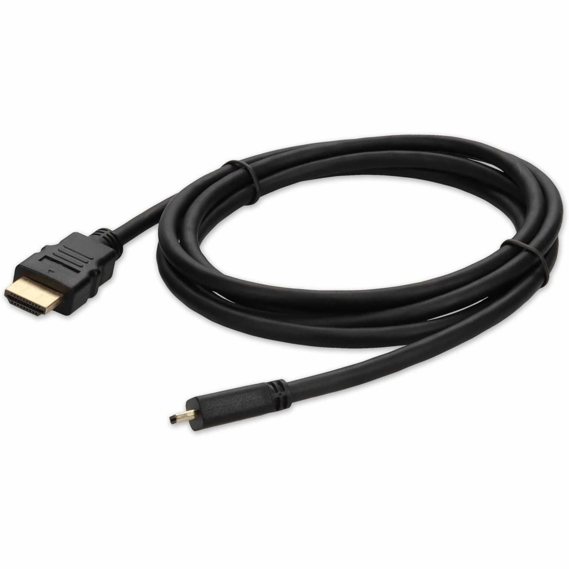 AddOn HDMI2MHDMI3 3피트 (30cm) HDMI to Micro-HDMI 어댑터 케이블 - 남성 대 남성 구리 도체 3 ft 케이블 길이 블랙