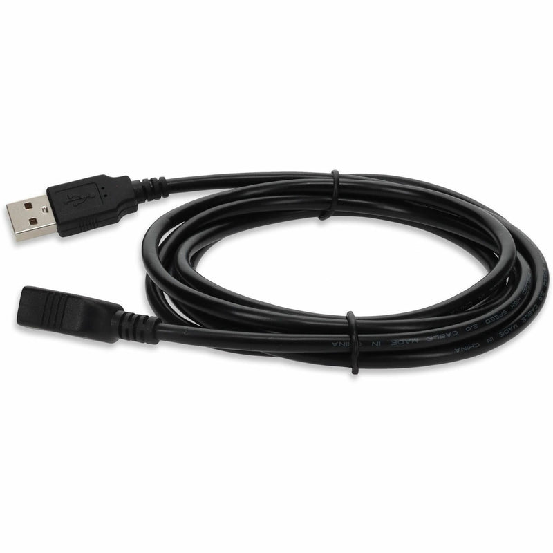 USB extension cable showing full length with strain relief ends, top view