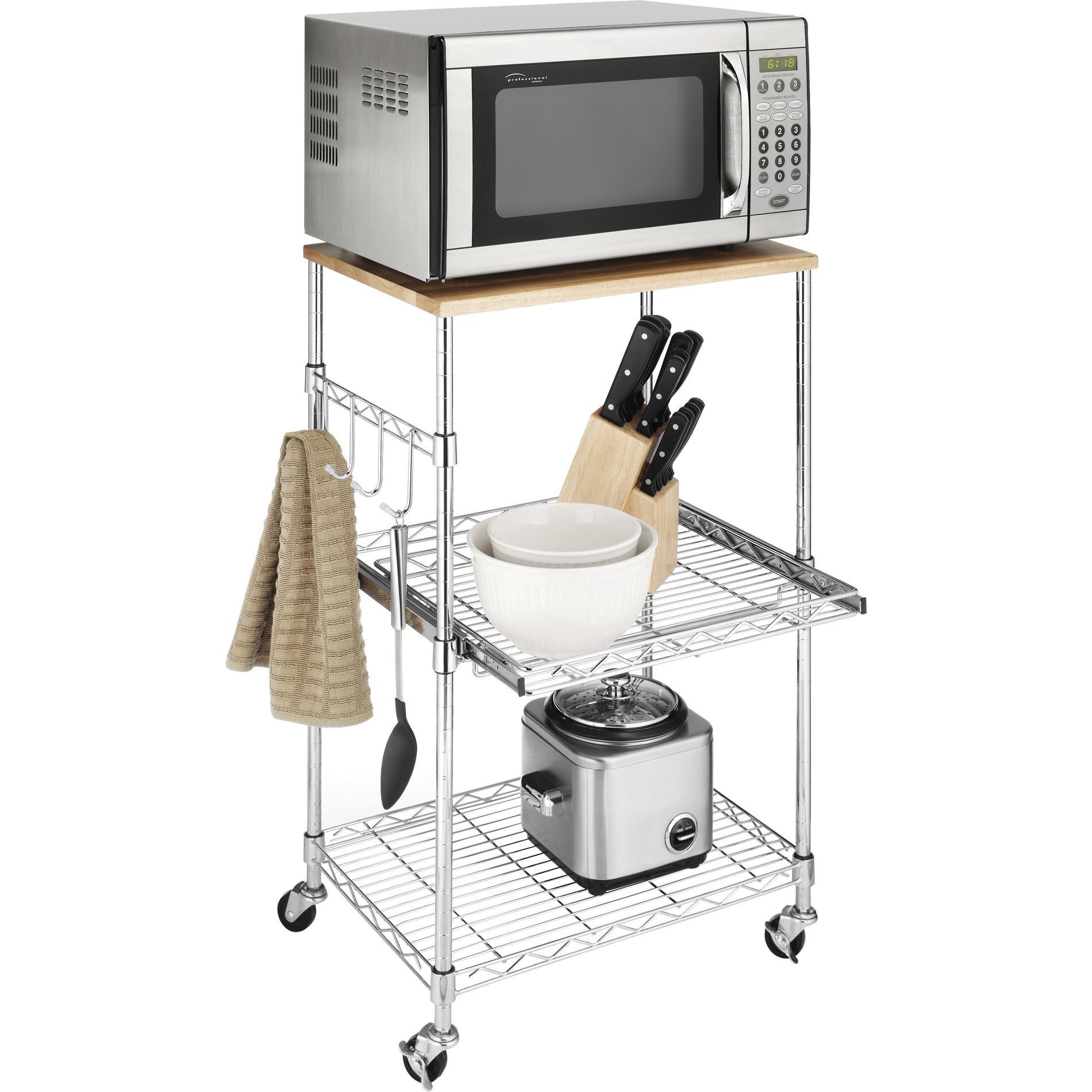 Whitmor 6056-3536 Utility Cart, Kitchen Storage Organizer with Locking Casters