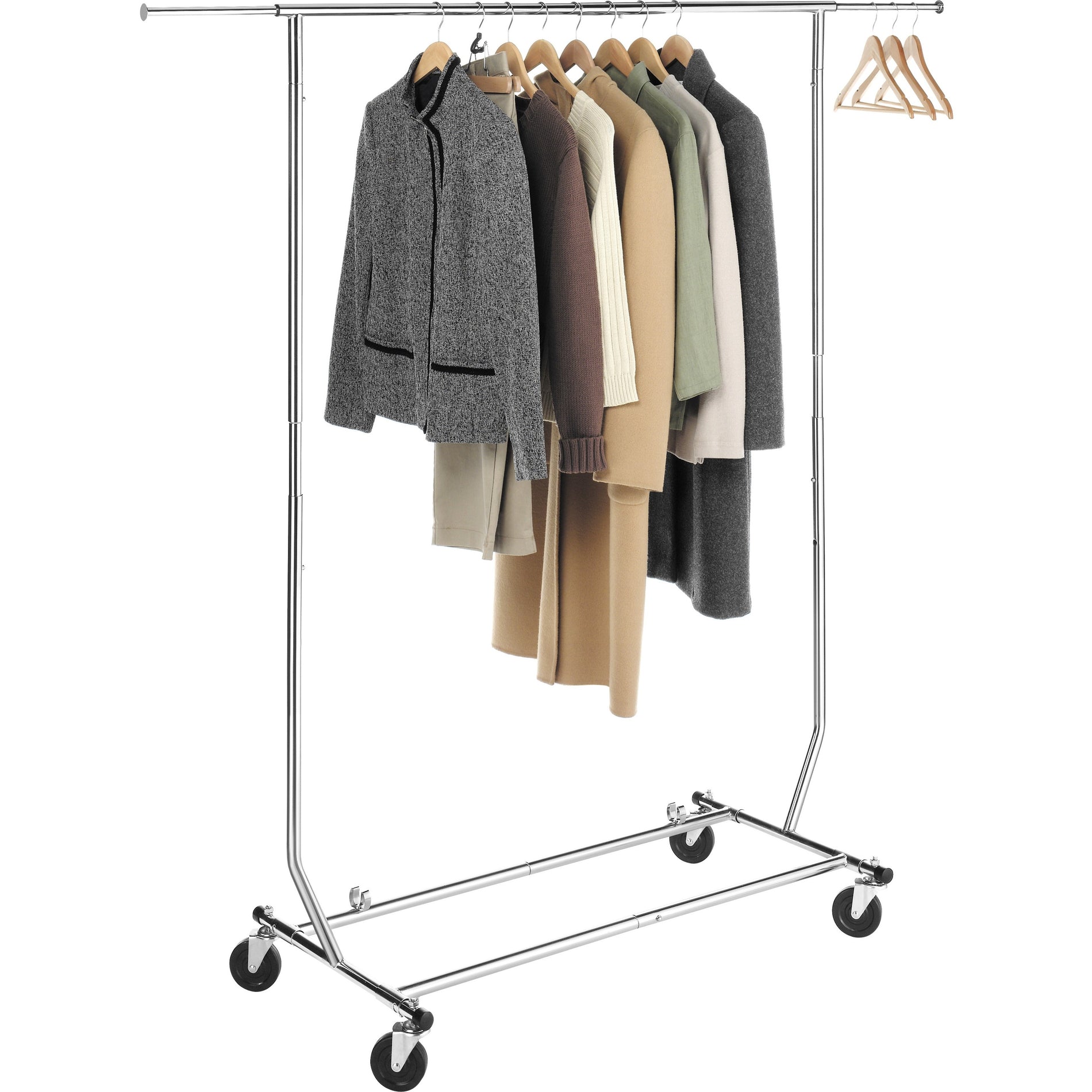 Whitmor 6339-1938 Folding Garment Rack, Adjustable, Durable, Lightweight, Built-in Wheels