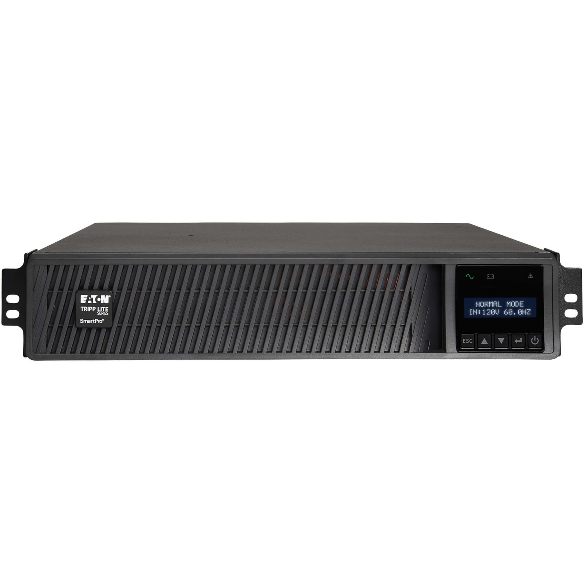 Side angle view of Tripp Lite SMART1000RMXL2U UPS showing 2U rack mount design and cooling vents-alternate-image2