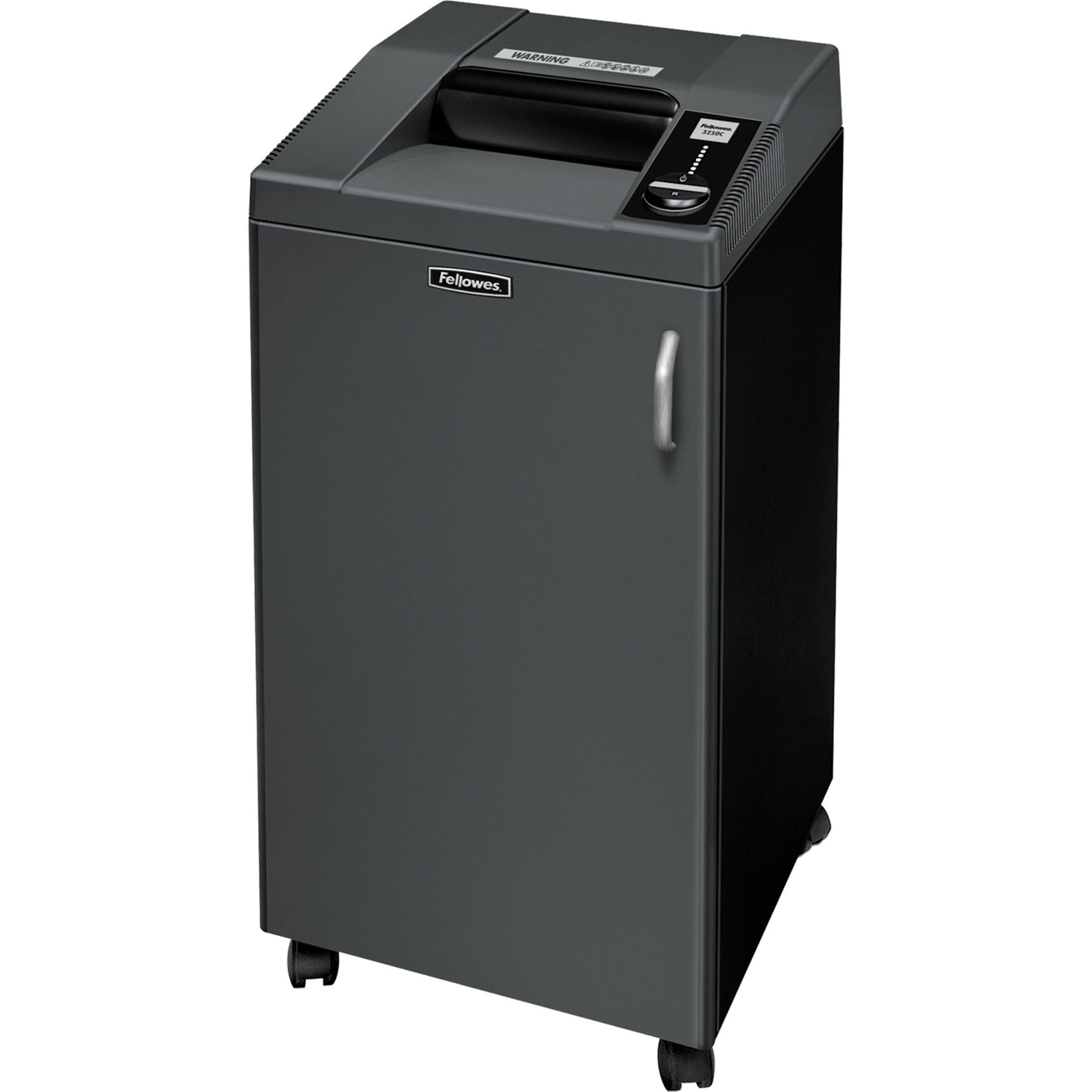 Fellowes Fortishred 3250C cross-cut shredder in dark gray and black finish with front-loading door and control panel-alternate-image1