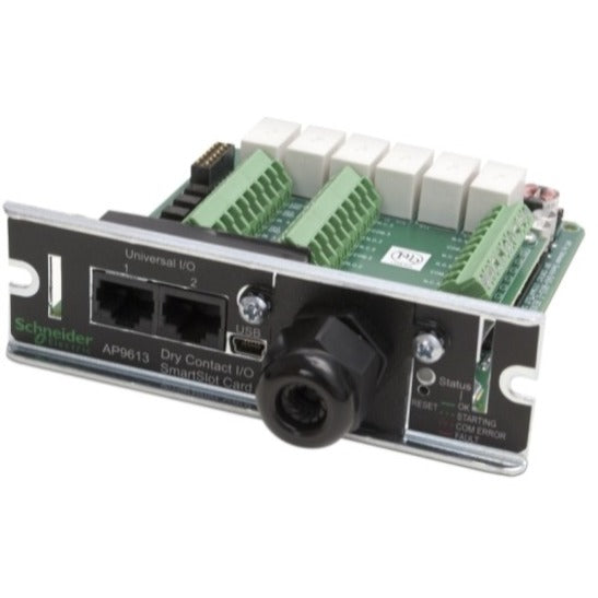 Angled view of APC AP9613 SmartSlot Card showing ports and connector layout