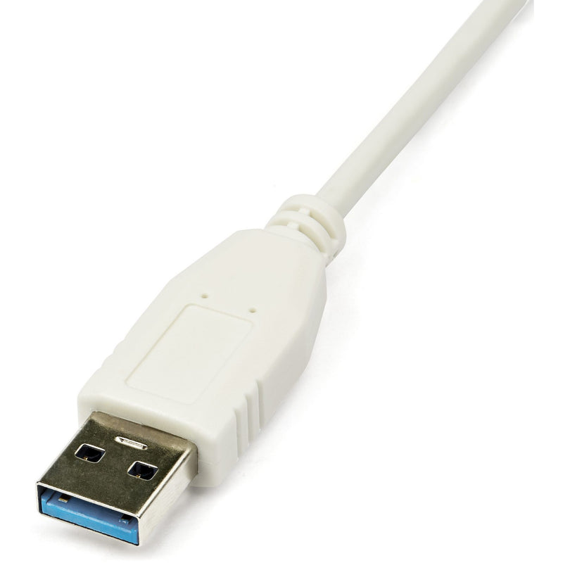 Close-up of USB 3.0 connector on StarTech.com network adapter