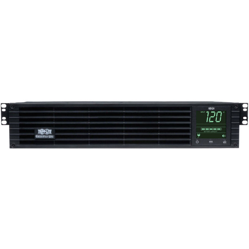 Front view of Tripp Lite SmartPro UPS in 2U rack-mount configuration with LCD display