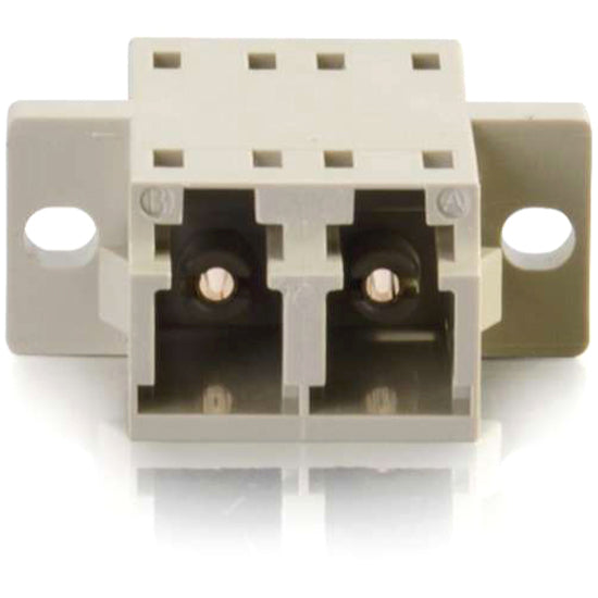 Top view of LC fiber coupler showing mounting holes and connection ports-alternate-image2