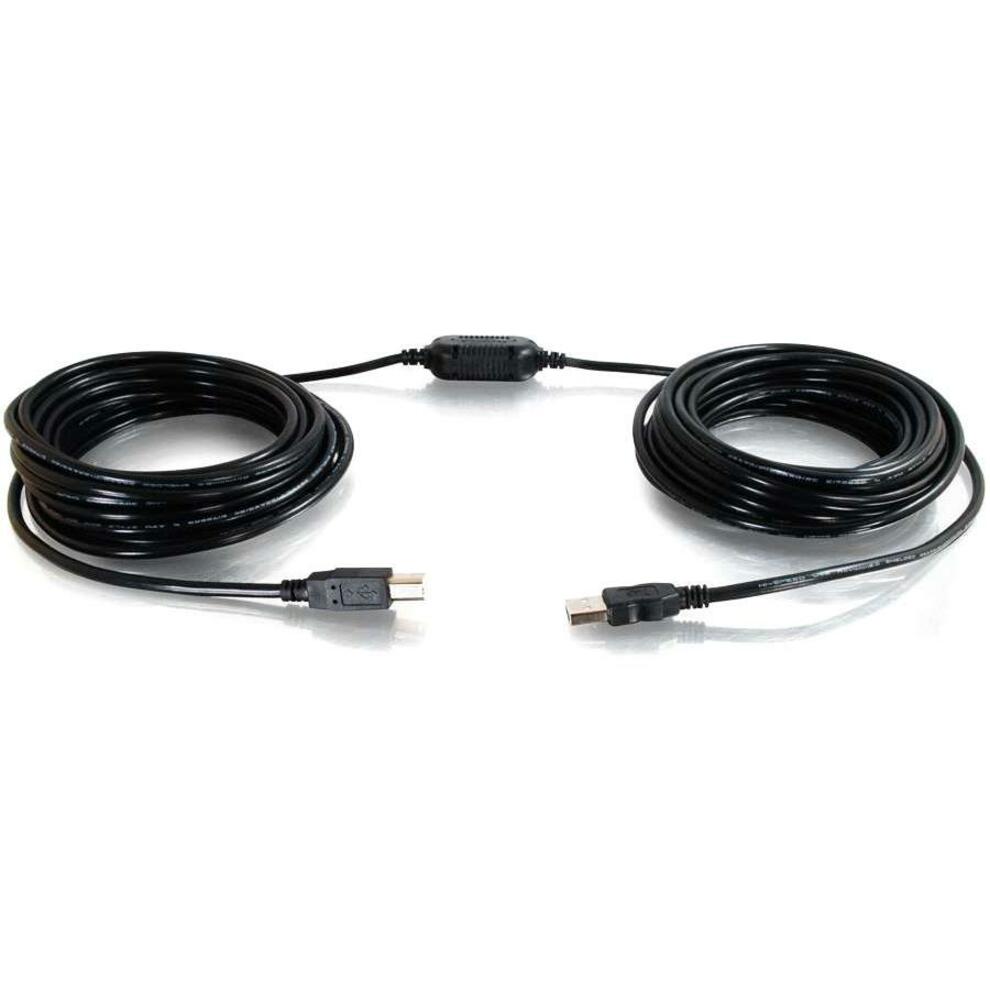 C2G 38989 25ft USB A/B Active Cable (Center Booster Format), High-Speed Data Transfer for Hard Drives, Printers, and Interactive Whiteboards