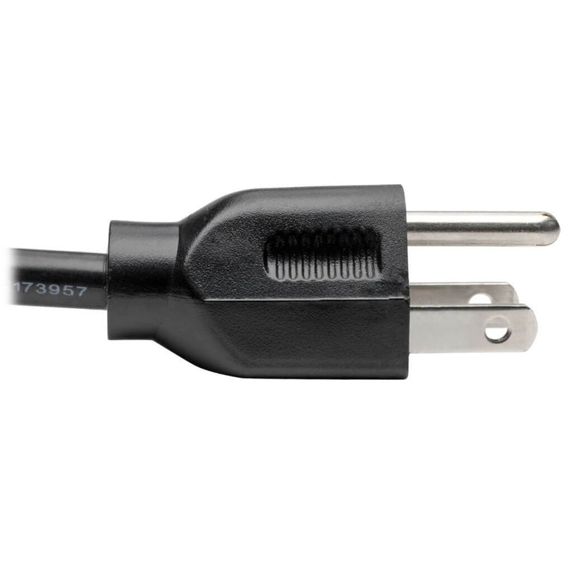 Detailed view of NEMA 5-15P plug on Tripp Lite P006-015 power cord