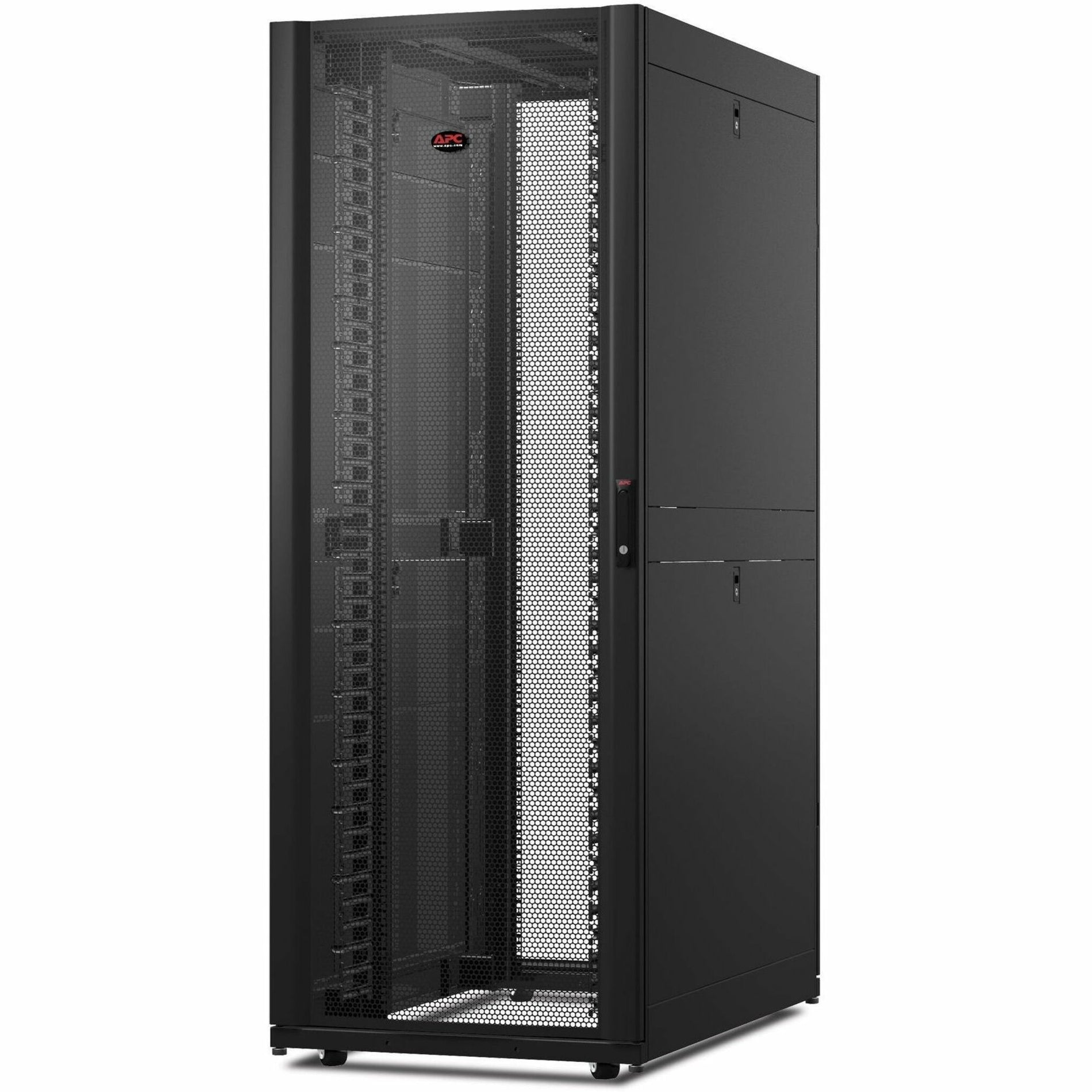 Front view of APC NetShelter SX 42U server cabinet with perforated door-alternate-image1