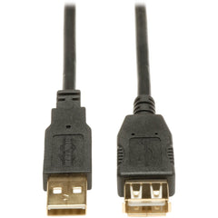 Tripp Lite U024-016 16-ft. USB 2.0 Gold Extension Cable (USB A M/F) Molded Copper Conductor Shielded Black  Tripp Lite U024-016 16-ft. USB 2.0 Gouden Verlengkabel (USB A M/V) Gevormd Koperen Geleider Afgeschermd Zwart