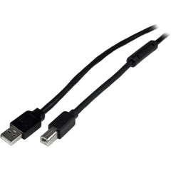 StarTech.com Active USB 2.0 Data Transfer Cable, 20m/65ft A to B, M/M, 480 Mbit/s, Plug & Play, Supports Printer/Mouse/Keyboard/HDD, Black - USB2HAB65AC (2 Year Warranty)