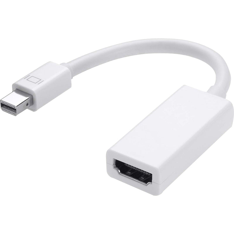 White Mini DisplayPort to HDMI adapter featuring molded construction and shielded design