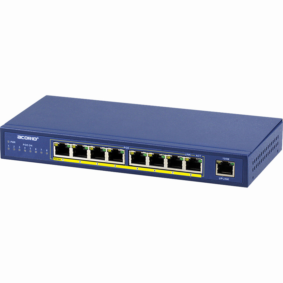 4XEM 4XLS5008P 8-Port PoE Switch, 10/100Mbps Ethernet, Power Supply, Fast Ethernet Network