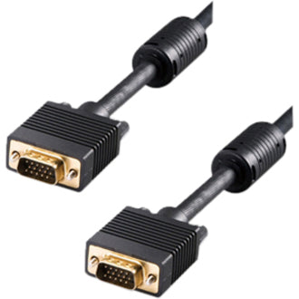 4XEM 4XVGAMMHQ6 Dual Ferrite VGA Cable, 6 ft, Copper Conductor, HD-15 Male Connectors, Black